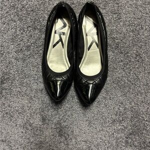 Anne Klein Black Quilted Pointed Toe Ballet Flats